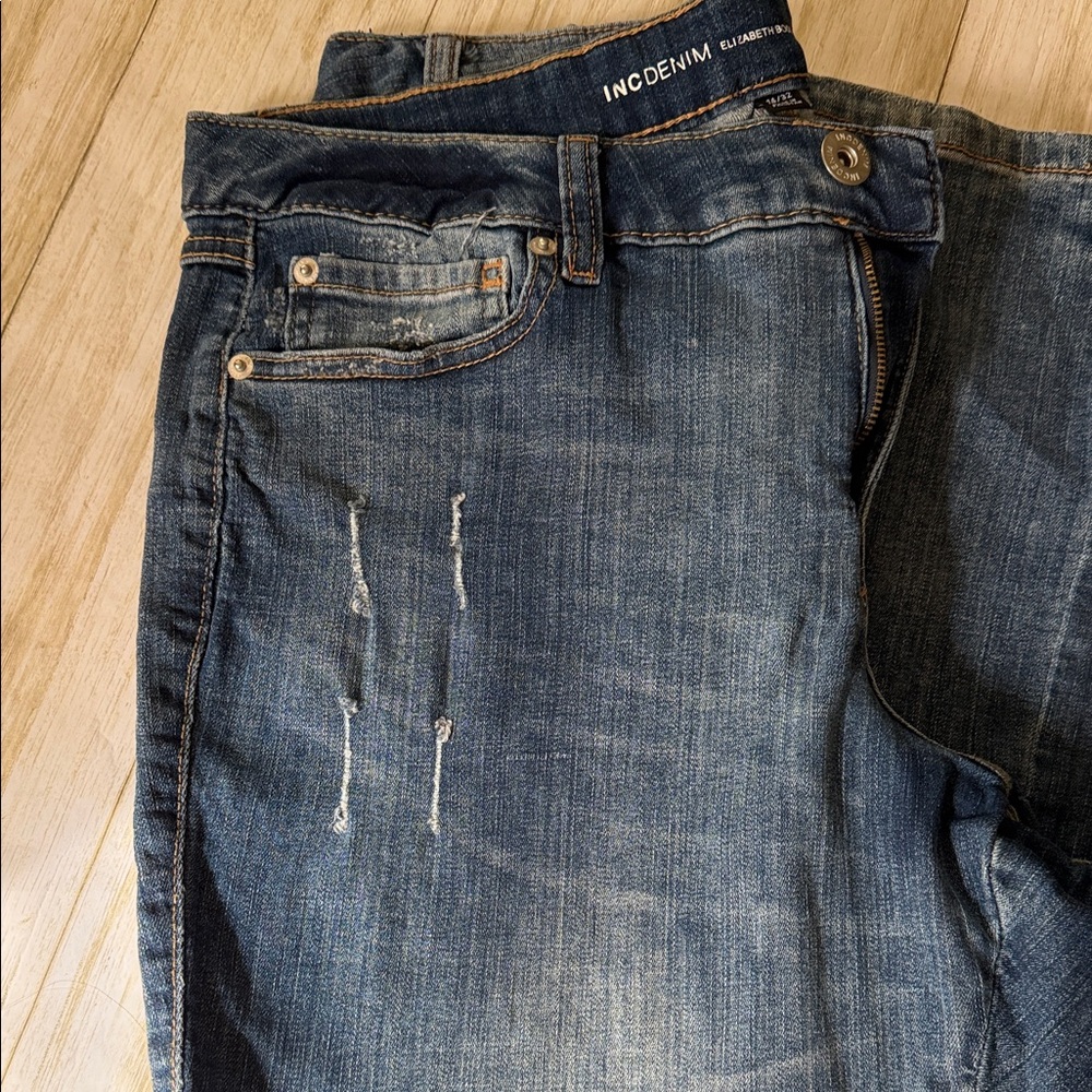 INC International Concepts Dark Blue Boot Cut Jeans 14 - Picture 3 of 4